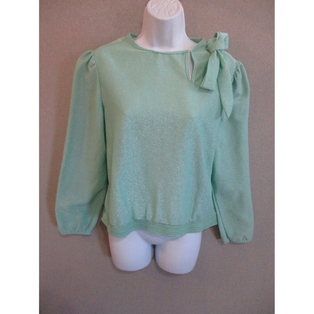 Vintage ECCOBAY Sparkly Green Blouse Size Medium